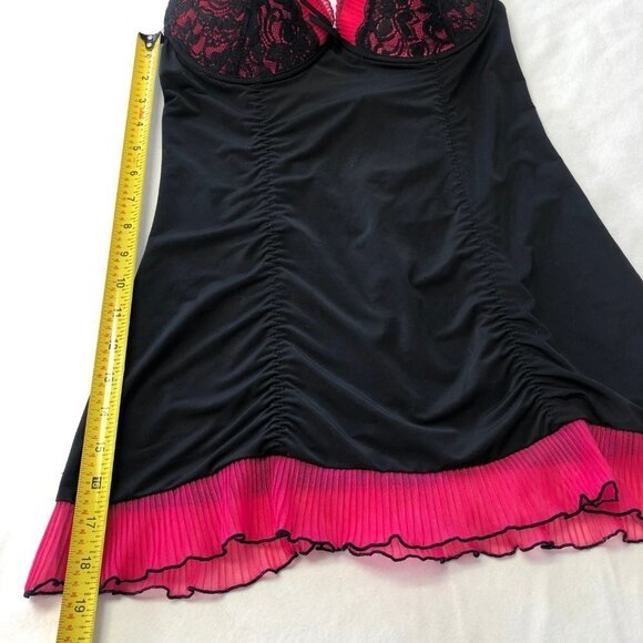 BLACK & Pink Baby Doll Chemise Size Medium - Picture 8 of 9